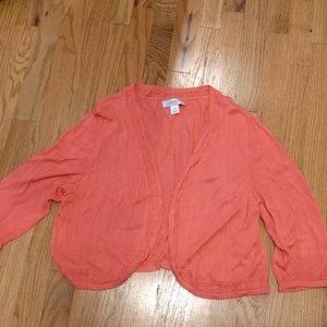 CJ Banks 1x coral shrug knit lightweight sweater